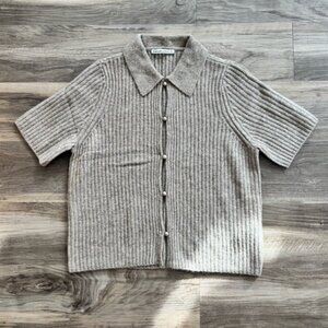ABERCROMBIE & FITCH | Short-sleeve Pearl Button Collared Cardigan